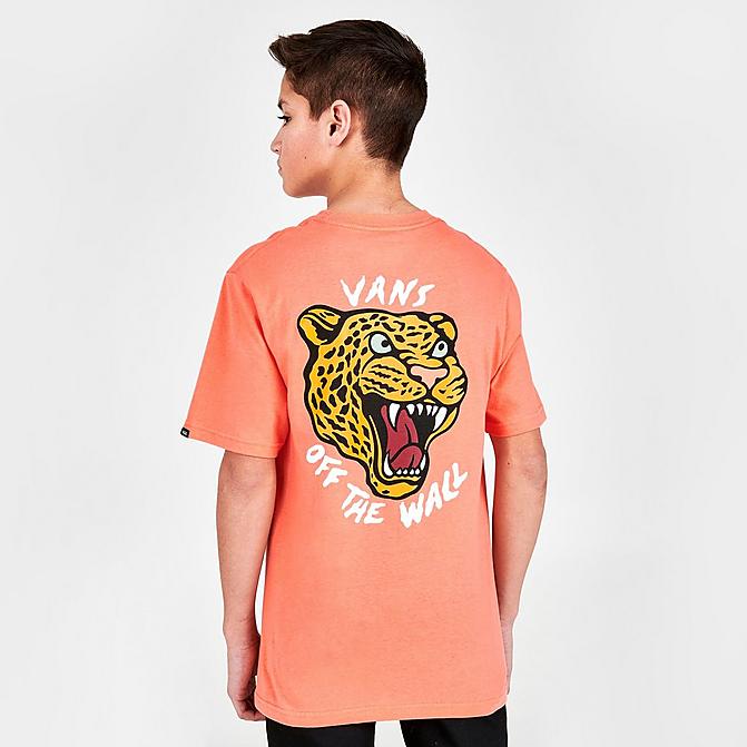 Front view of Boys' Vans Fast Cat T-Shirt in Melon Click to zoom