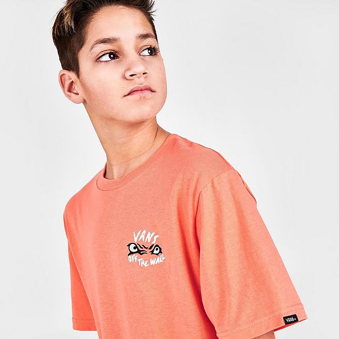 On Model 6 view of Boys' Vans Fast Cat T-Shirt in Melon Click to zoom