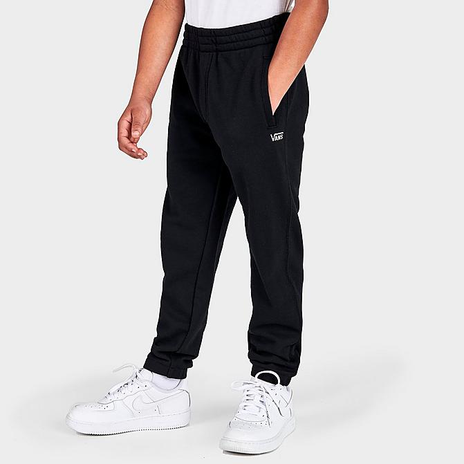 Front view of Toddler and Little Kids' Vans Fleece Jogger Pants in Black Click to zoom