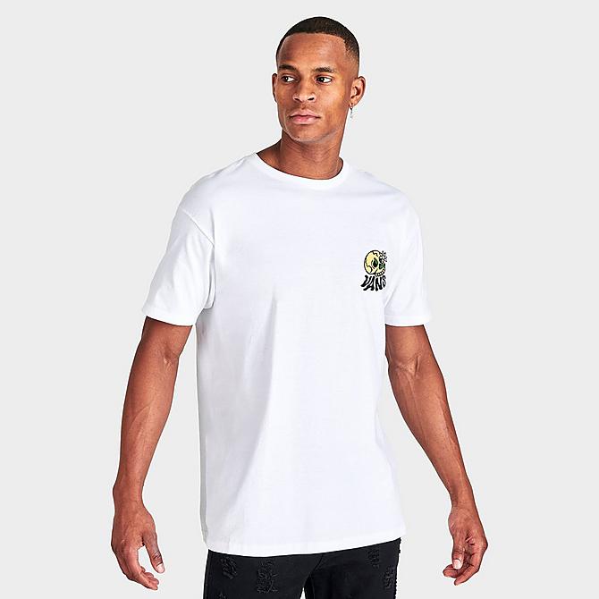 Back Right view of Men's Vans Skull Daze Graphic Print Short-Sleeve T-Shirt in White Click to zoom