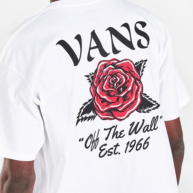 On Model 6 view of Men's Vans Tattoo Rose Graphic Print Short-Sleeve T-Shirt in White Click to zoom