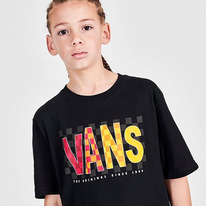 On Model 5 view of Kids' Vans Check Infill T-Shirt in Black/Multi Click to zoom