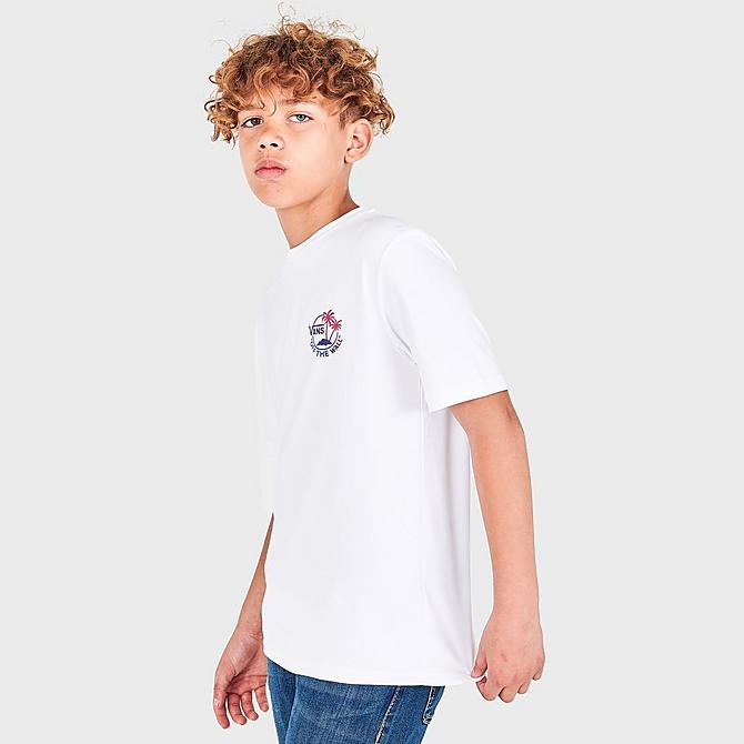 Back Right view of Boys' Vans Dual Palm Sun T-Shirt in White Click to zoom