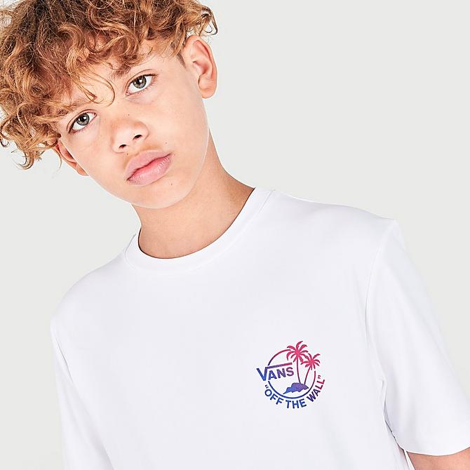 On Model 6 view of Boys' Vans Dual Palm Sun T-Shirt in White Click to zoom