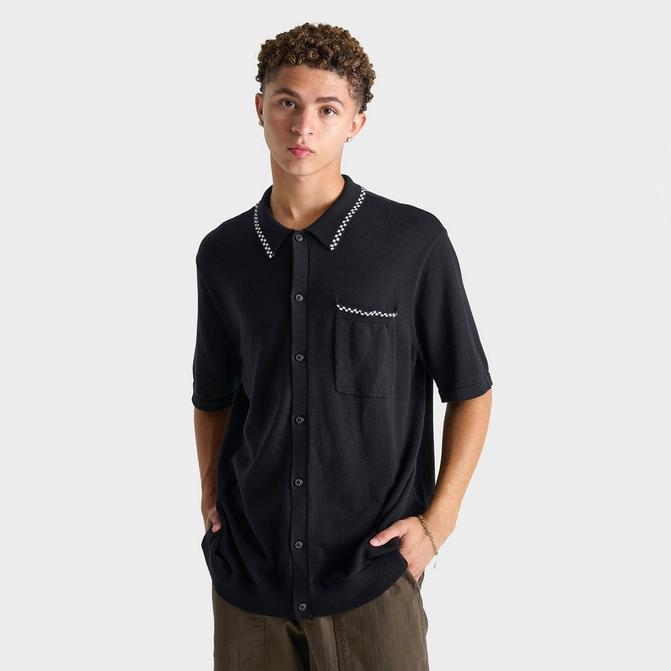 [angle] view of Men's Vans Baldwin Sweater Polo Shirt in Black Click to zoom
