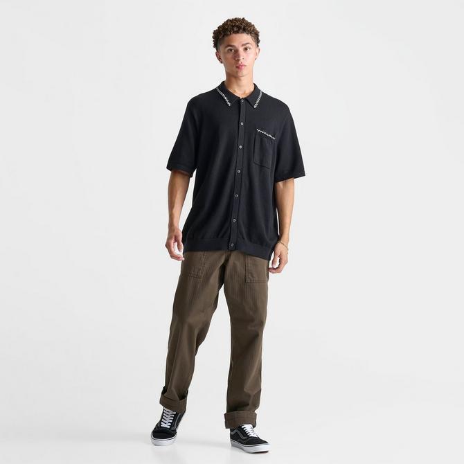 [angle] view of Men's Vans Baldwin Sweater Polo Shirt in Black Click to zoom