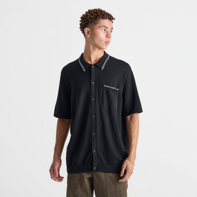 [angle] view of Men's Vans Baldwin Sweater Polo Shirt in Black Click to zoom