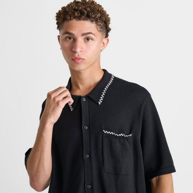 [angle] view of Men's Vans Baldwin Sweater Polo Shirt in Black Click to zoom
