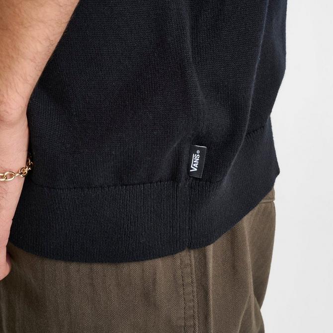 [angle] view of Men's Vans Baldwin Sweater Polo Shirt in Black Click to zoom