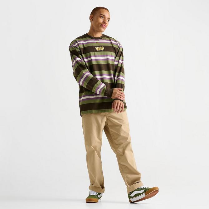 [angle] view of Men's Vans Wilton Knit Long-Sleeve T-Shirt in Demitasse/Loden Green Click to zoom