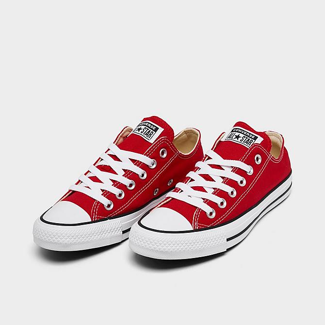 Three Quarter view of Women's Converse Chuck Taylor Low Top Casual Shoes in Red Click to zoom