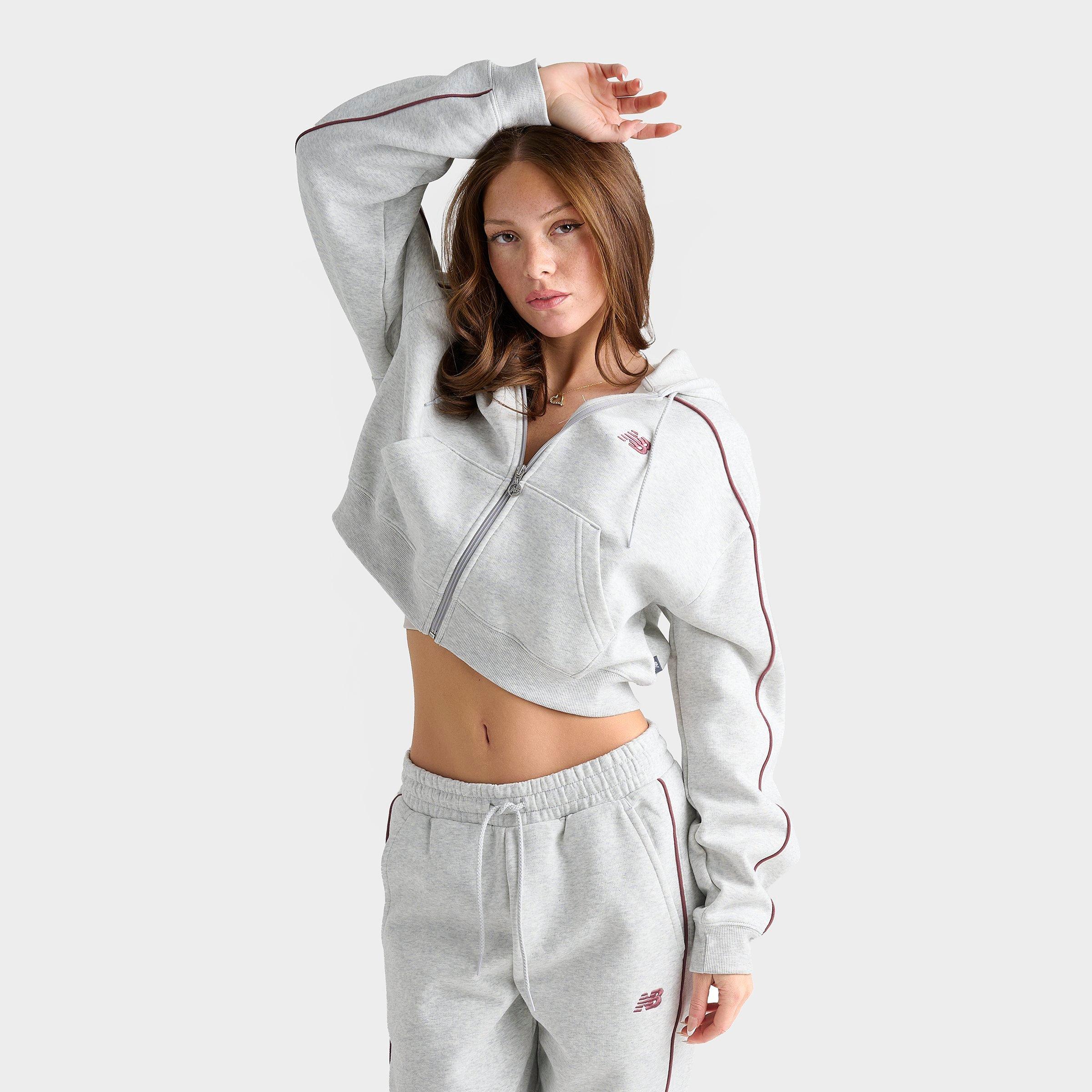 Women's New Balance Piped Cropped Full-Zip Hoodie | Finish Line