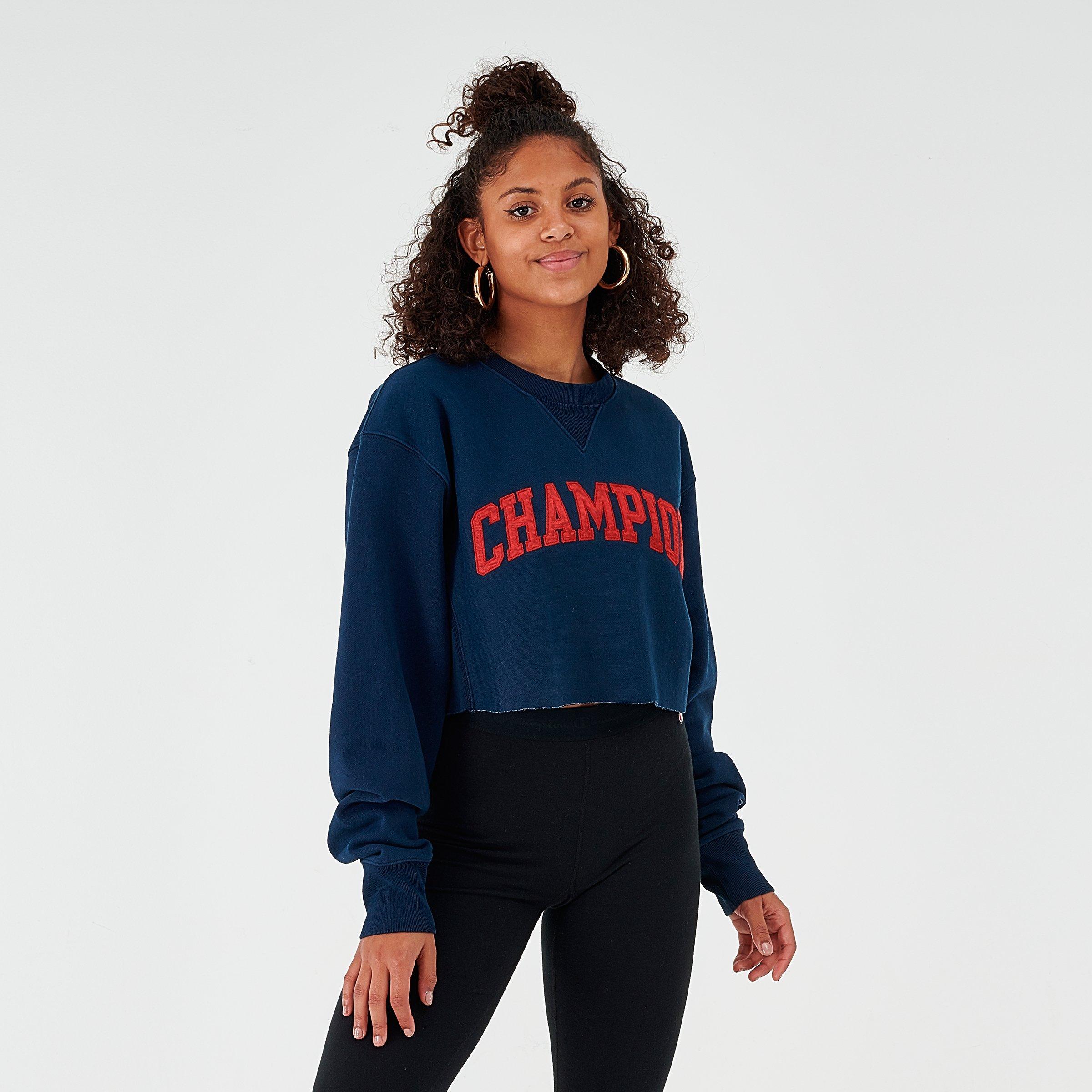 women's champion reverse weave allover print cropped crewneck sweatshirt