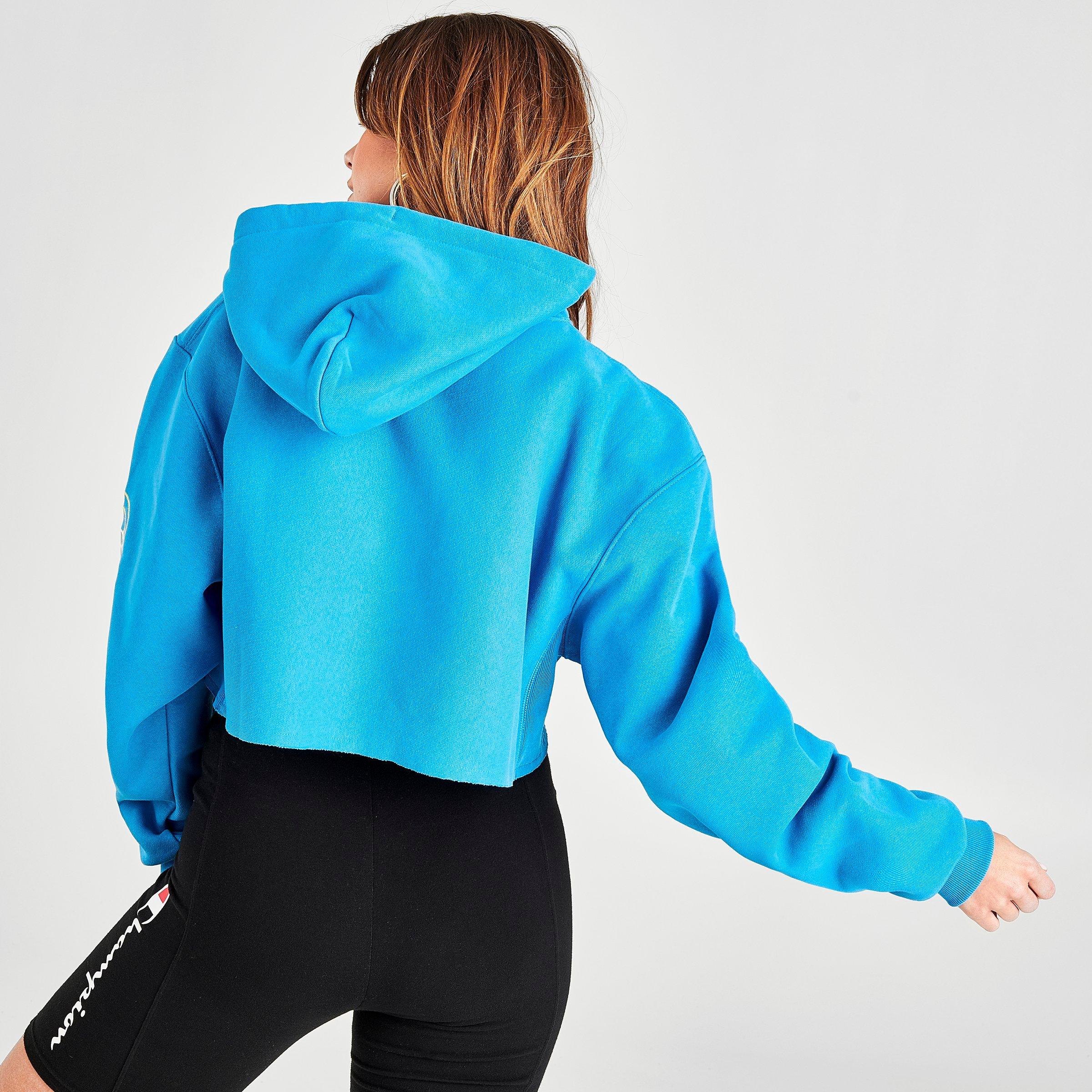 blue cropped champion hoodie