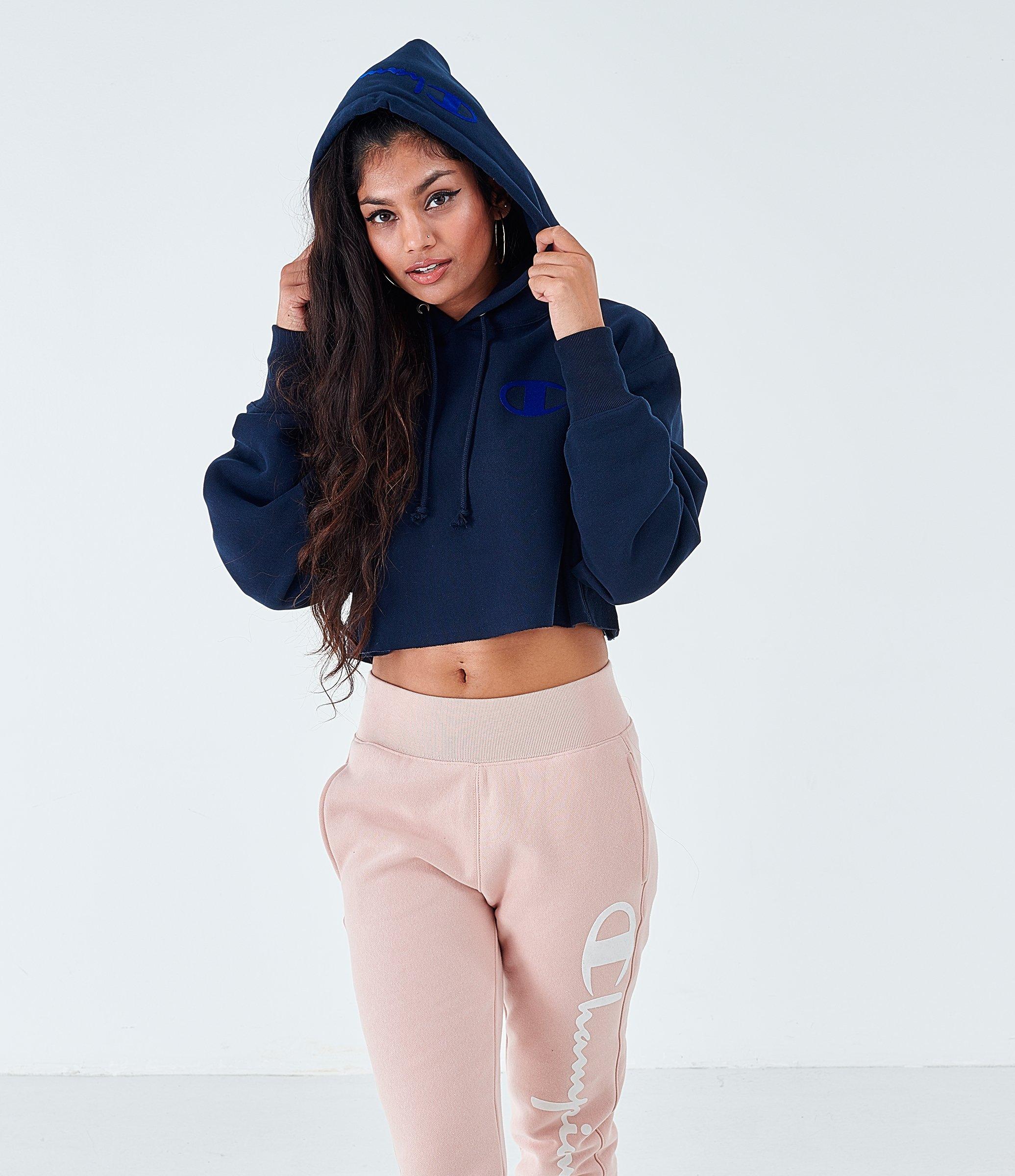 navy crop hoodie