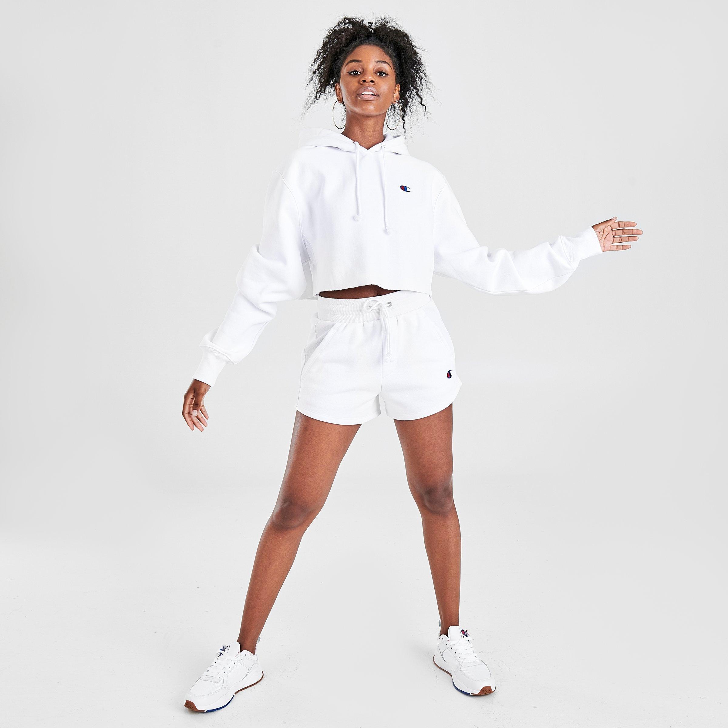 champion cropped white hoodie