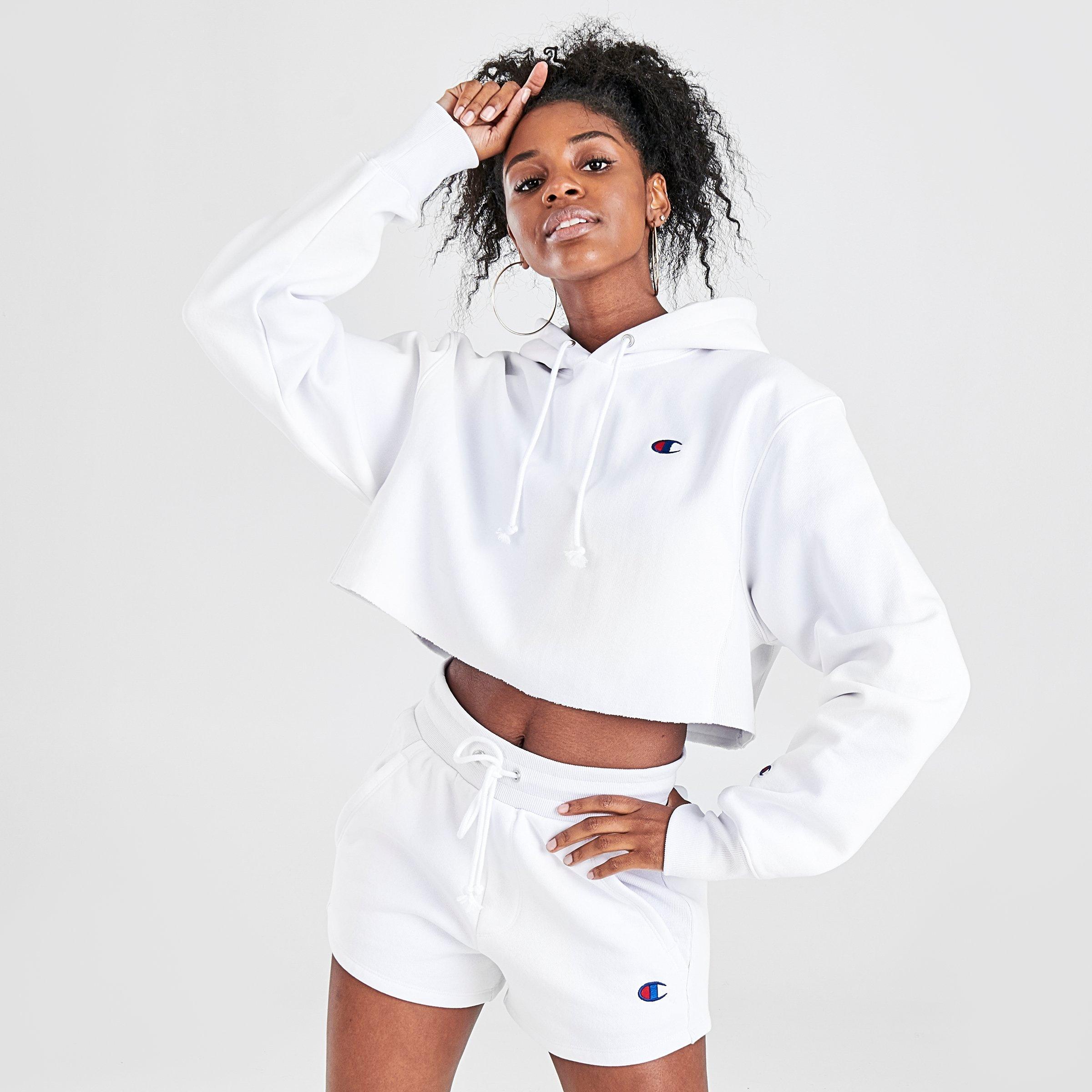 champion white cropped hoodie