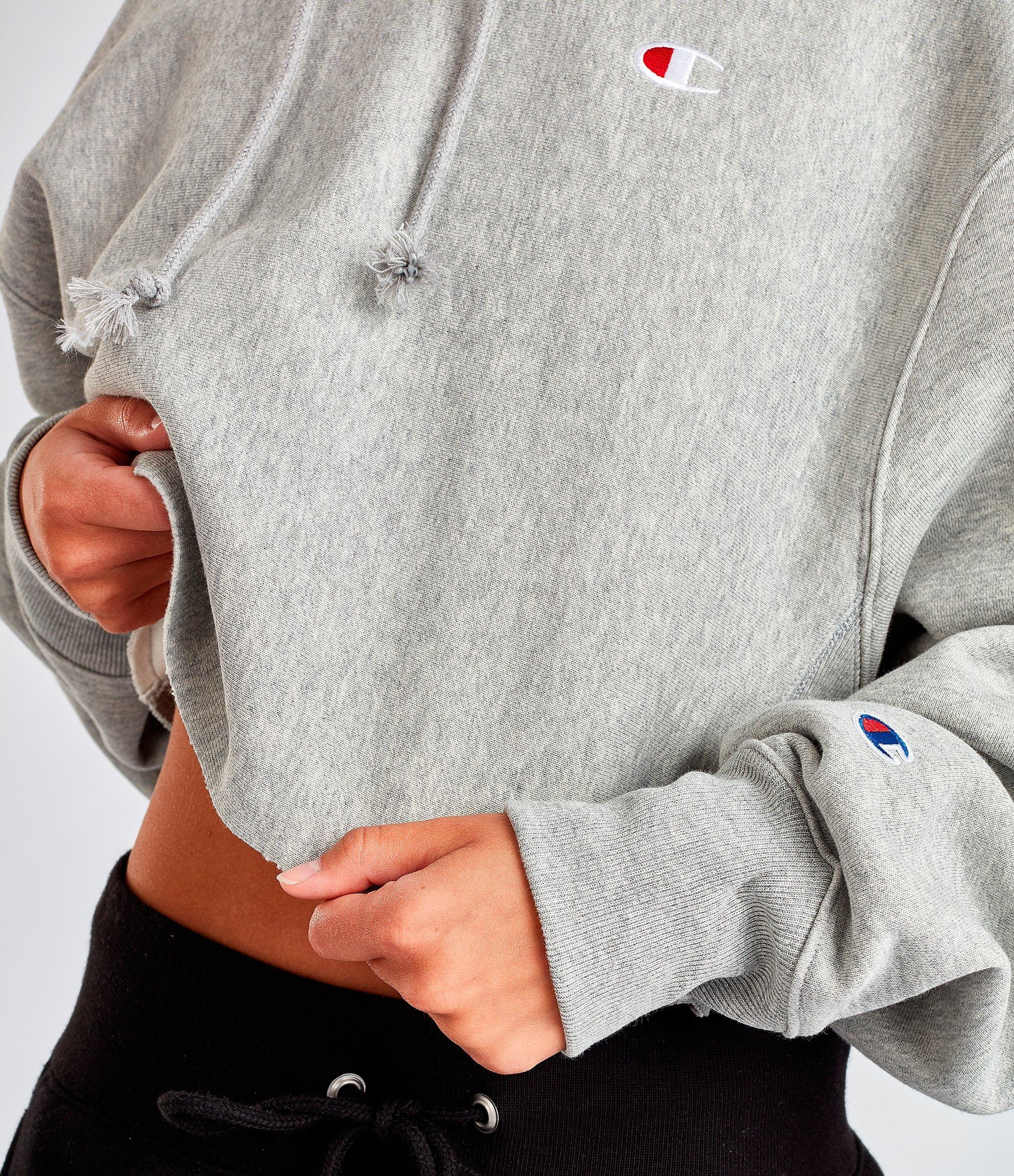 champion cropped grey hoodie