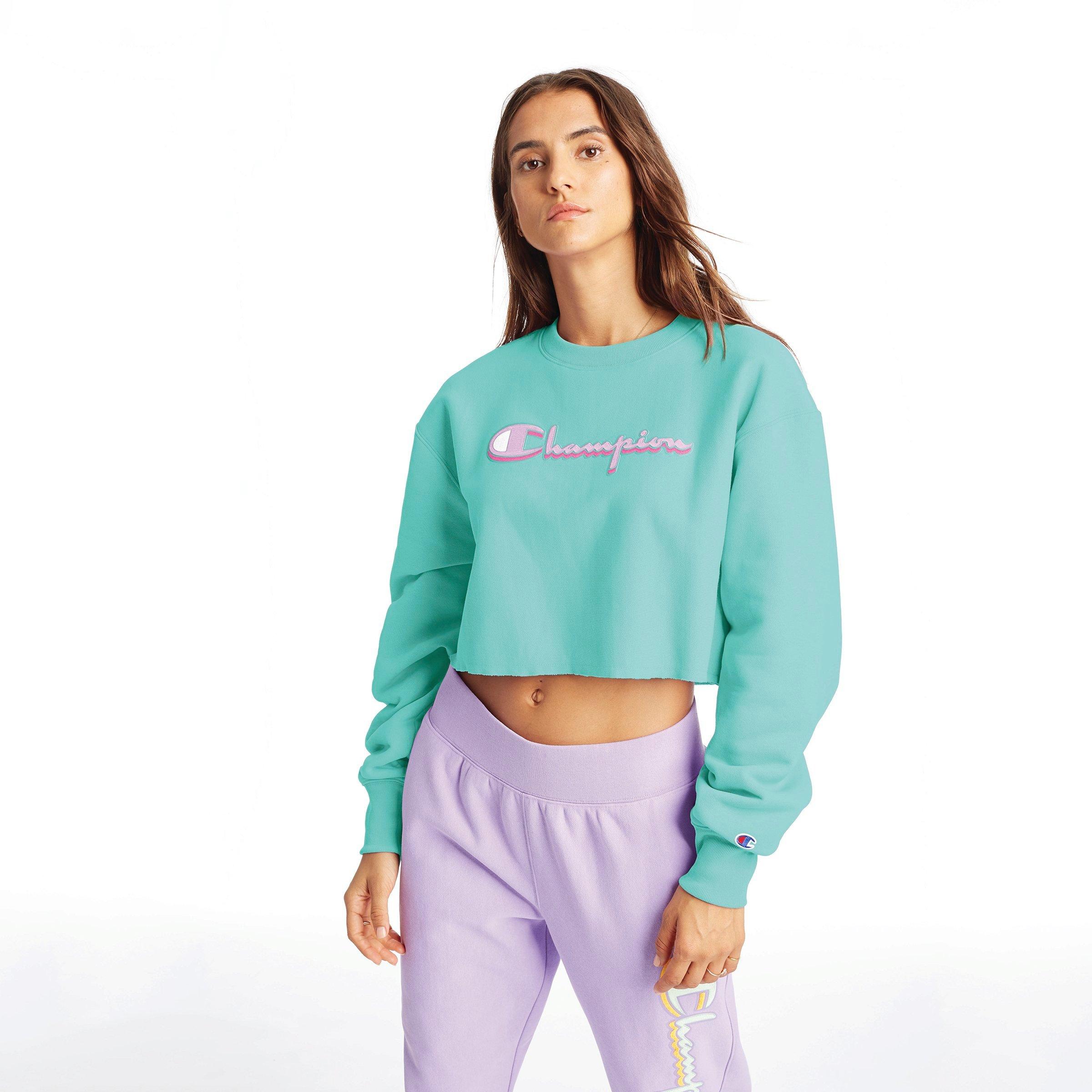 light blue champion crewneck womens