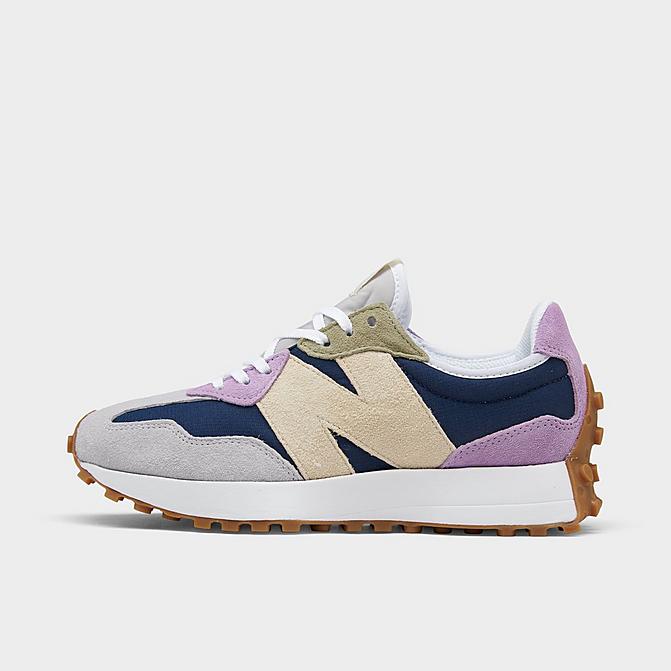 Right view of Women's New Balance 327 Patchwork Casual Shoes in Natural Indigo/Raw Amethyst Click to zoom