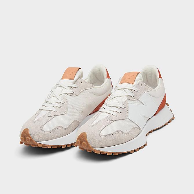 Three Quarter view of Women's New Balance 327 Casual Shoes in Sea Salt/Rust Oxide Click to zoom