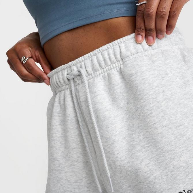 [angle] view of Women's New Balance Logo Fleece Shorts in Light Heather Grey Click to zoom