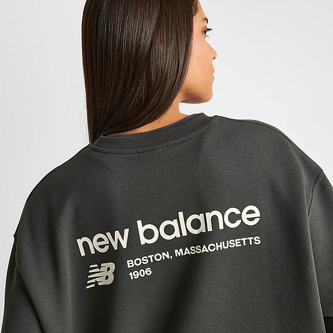 Women\'s New Balance Linear Heritage Brushed Back Fleece Crewneck  Sweatshirt| Finish Line