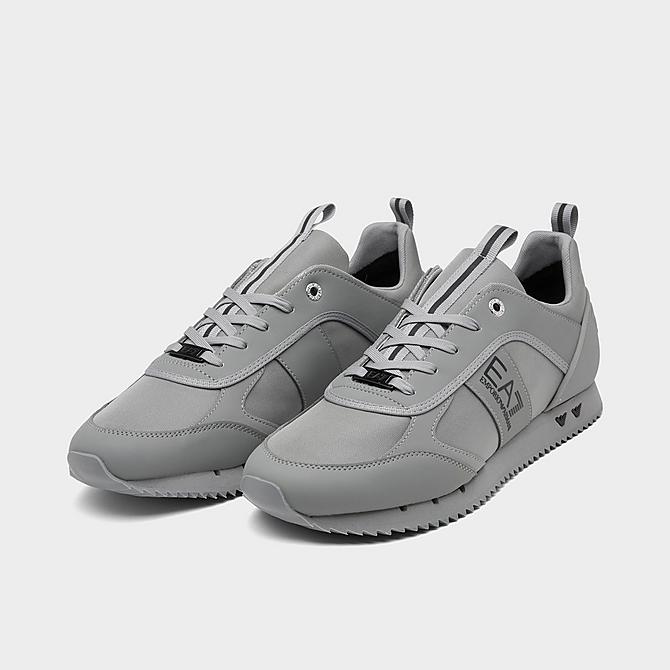 Three Quarter view of Men's Emporio Armani EA7 Mesh Trainer Casual Shoes in Grey Click to zoom