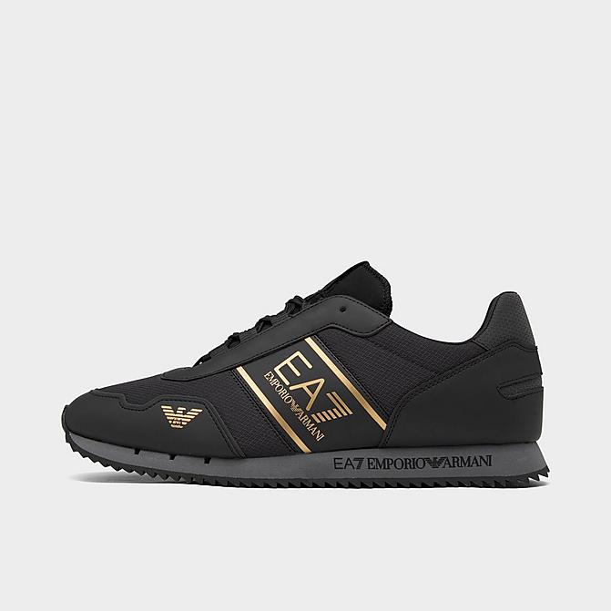 Right view of Men's EA7 Emporio Armani Sporty Casual Shoes in Black/Metallic Gold Click to zoom