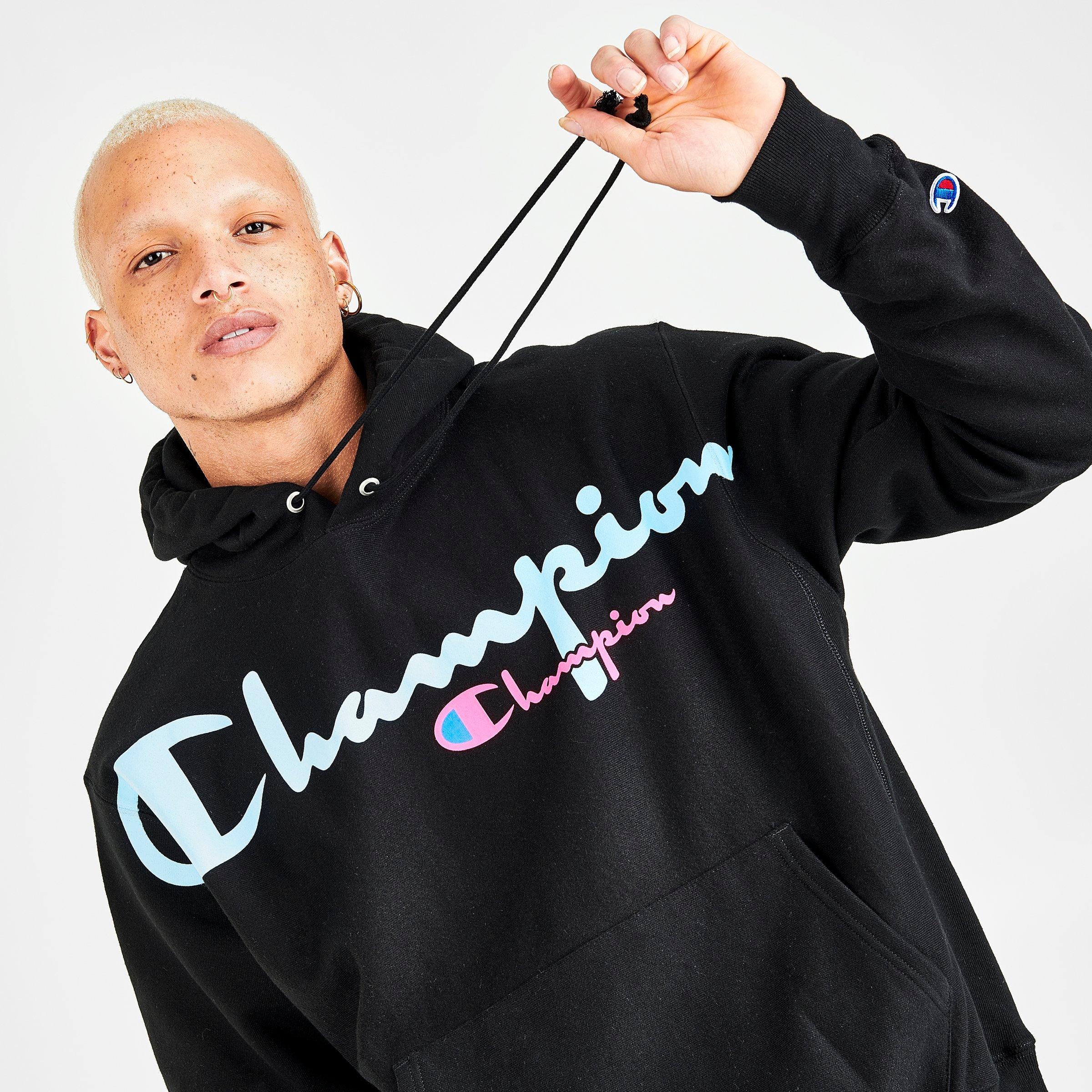 champion script long sleeve mens hoodie