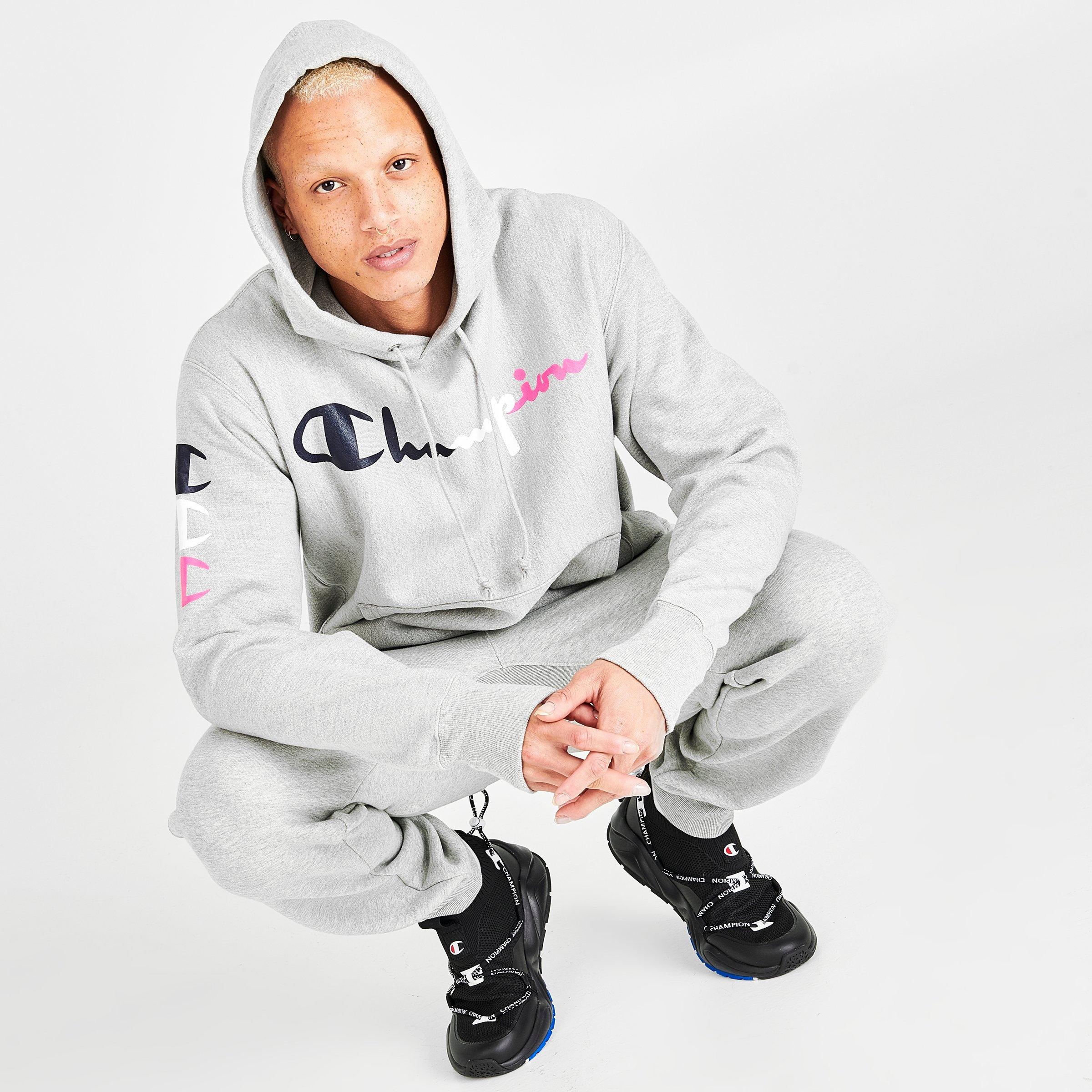 champion multi logo sleeve hoodie
