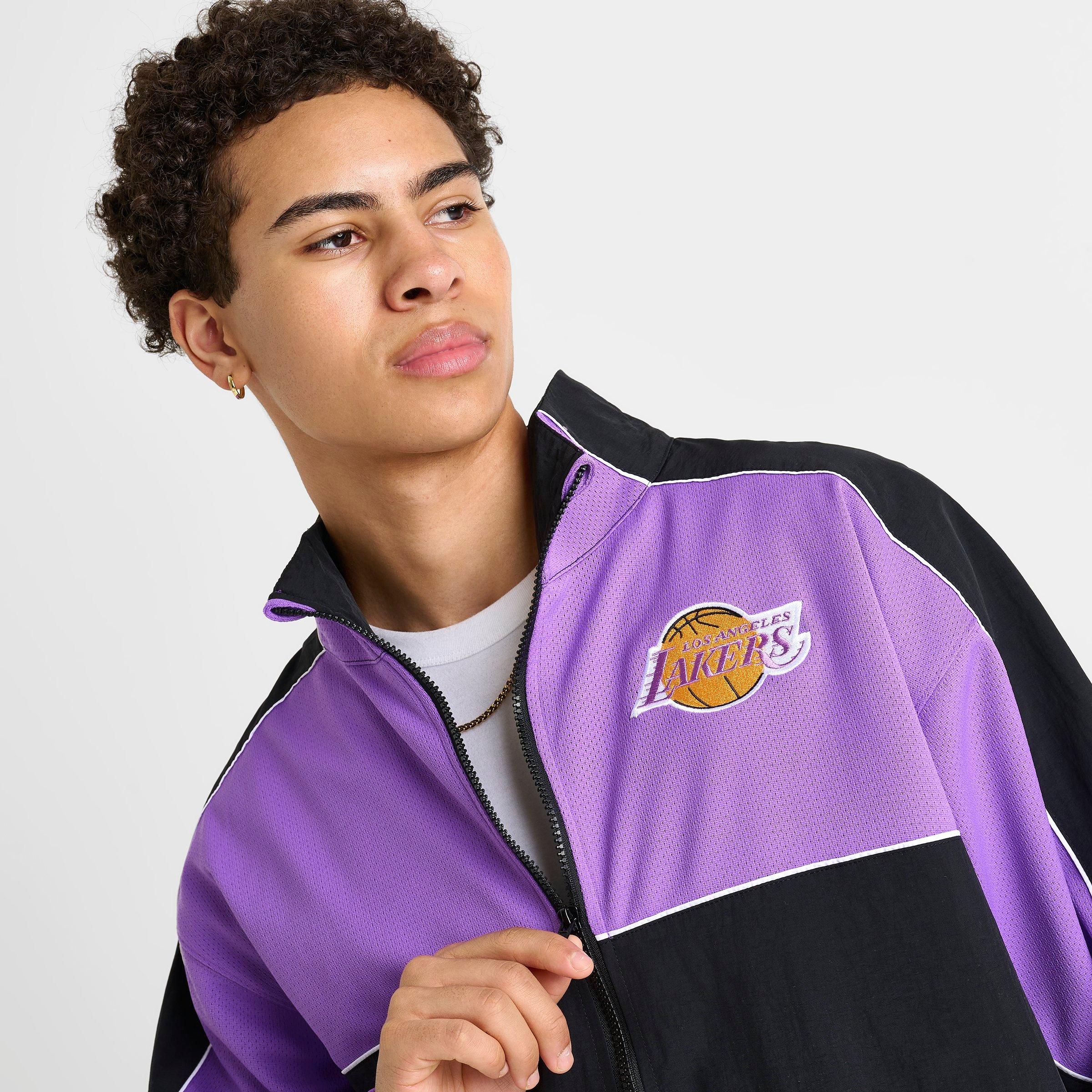 Men's Mitchell & Ness Los Angeles Lakers NBA Mesh Nylon Full-Zip Jacket