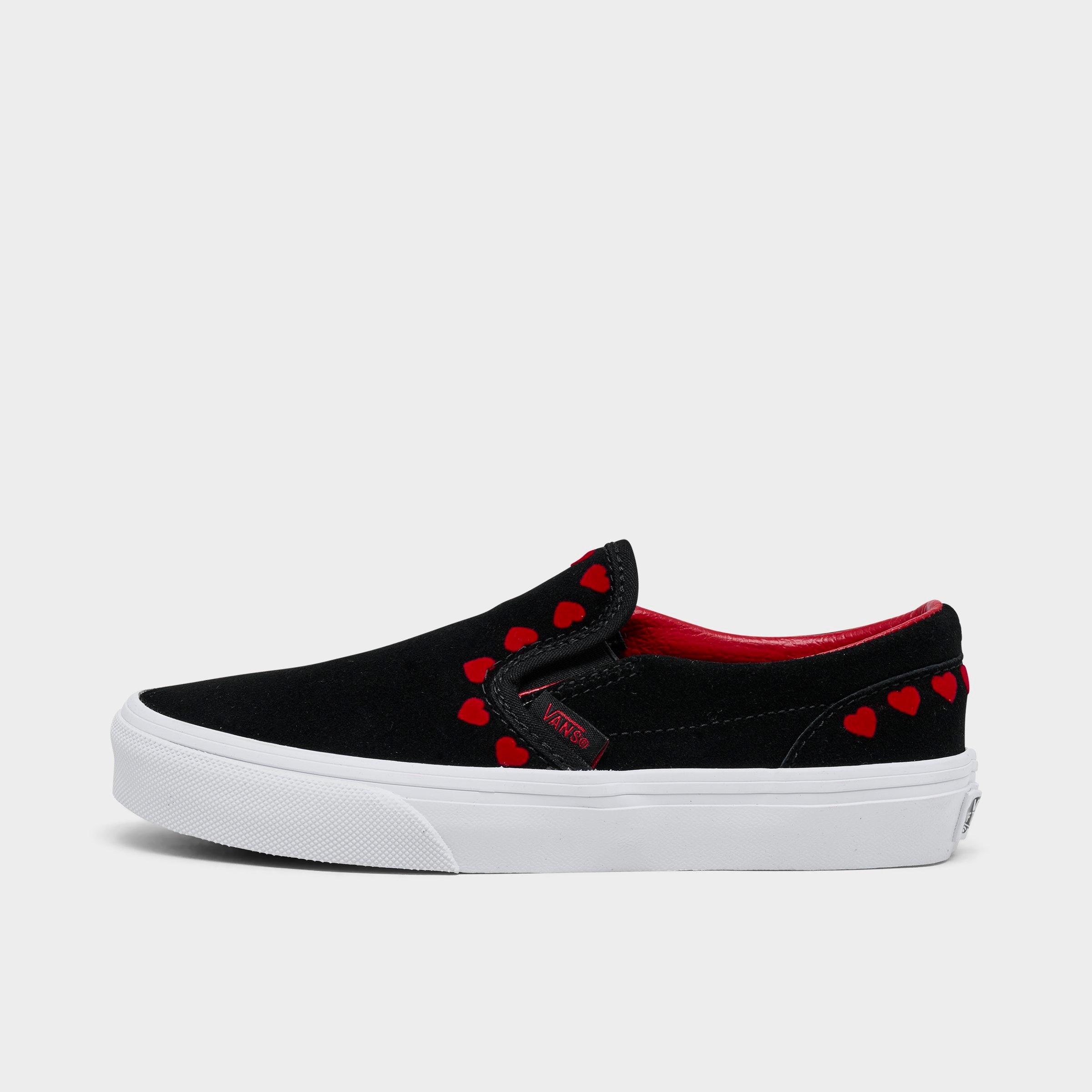 Vans Little Kids' Classic Slip-On Valentine's Day Casual Shoes in Red/Black/Hearts Red Size 1 Canvas