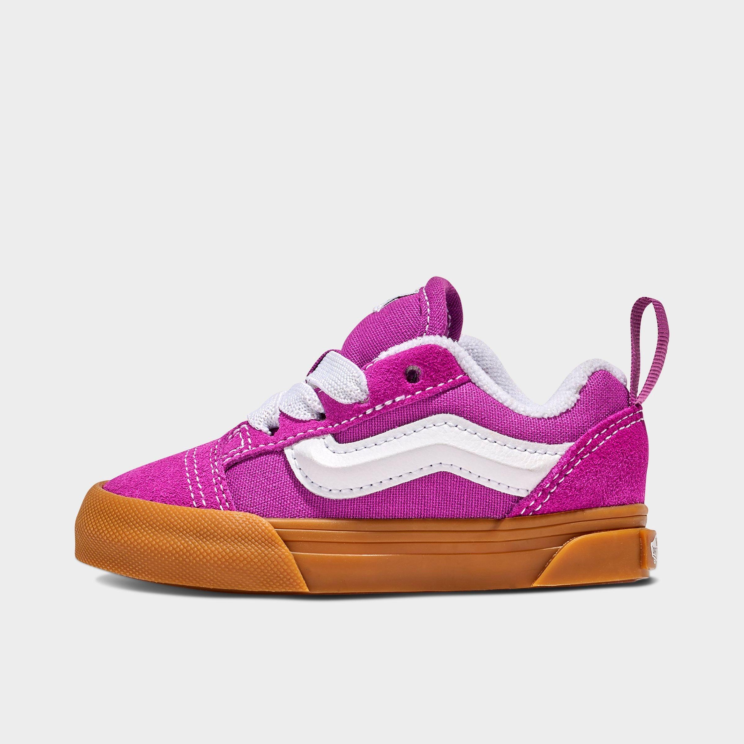 Vans Little Kids Knu Skool Stretch Lace Casual Shoes in Bright Gum Willowherb Size: 4.0