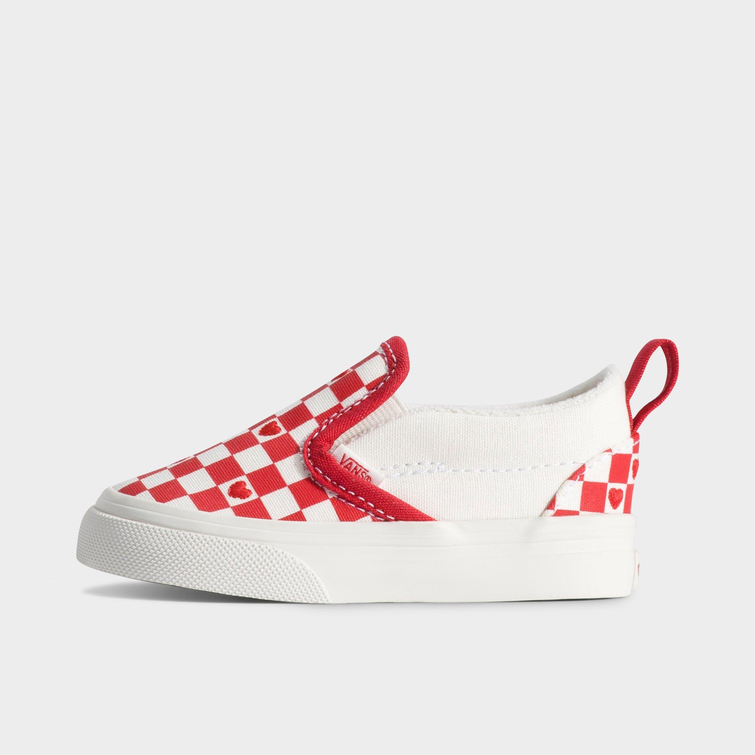 Vans Kids Toddler Classic Slip-On V Casual Shoes in Red Hot Valentines Red/White Size: 4.0
