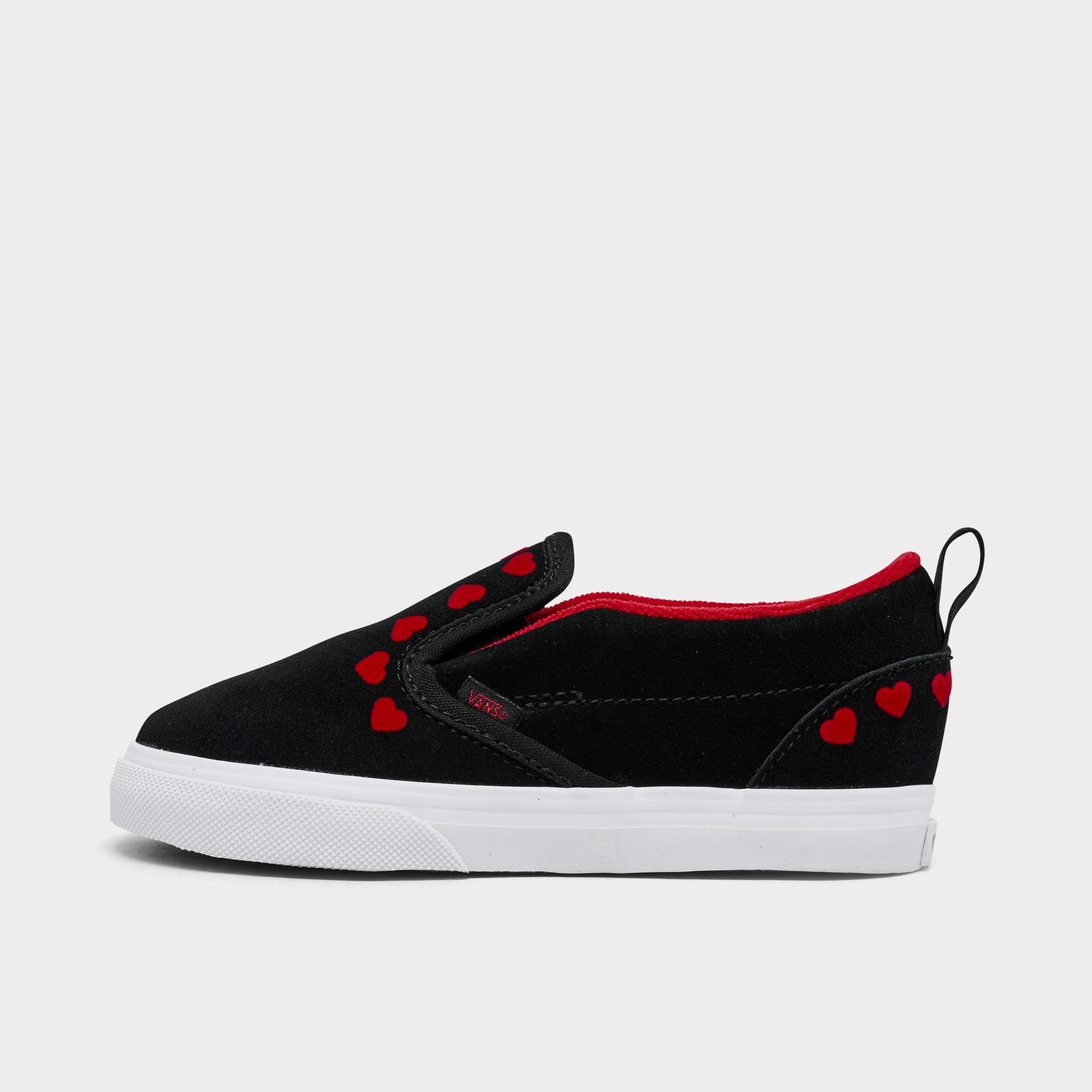 Vans Kids' Toddler Classic Slip-On Valentine's Day Casual Shoes in Red/Black/Hearts Red Size 10 Canvas