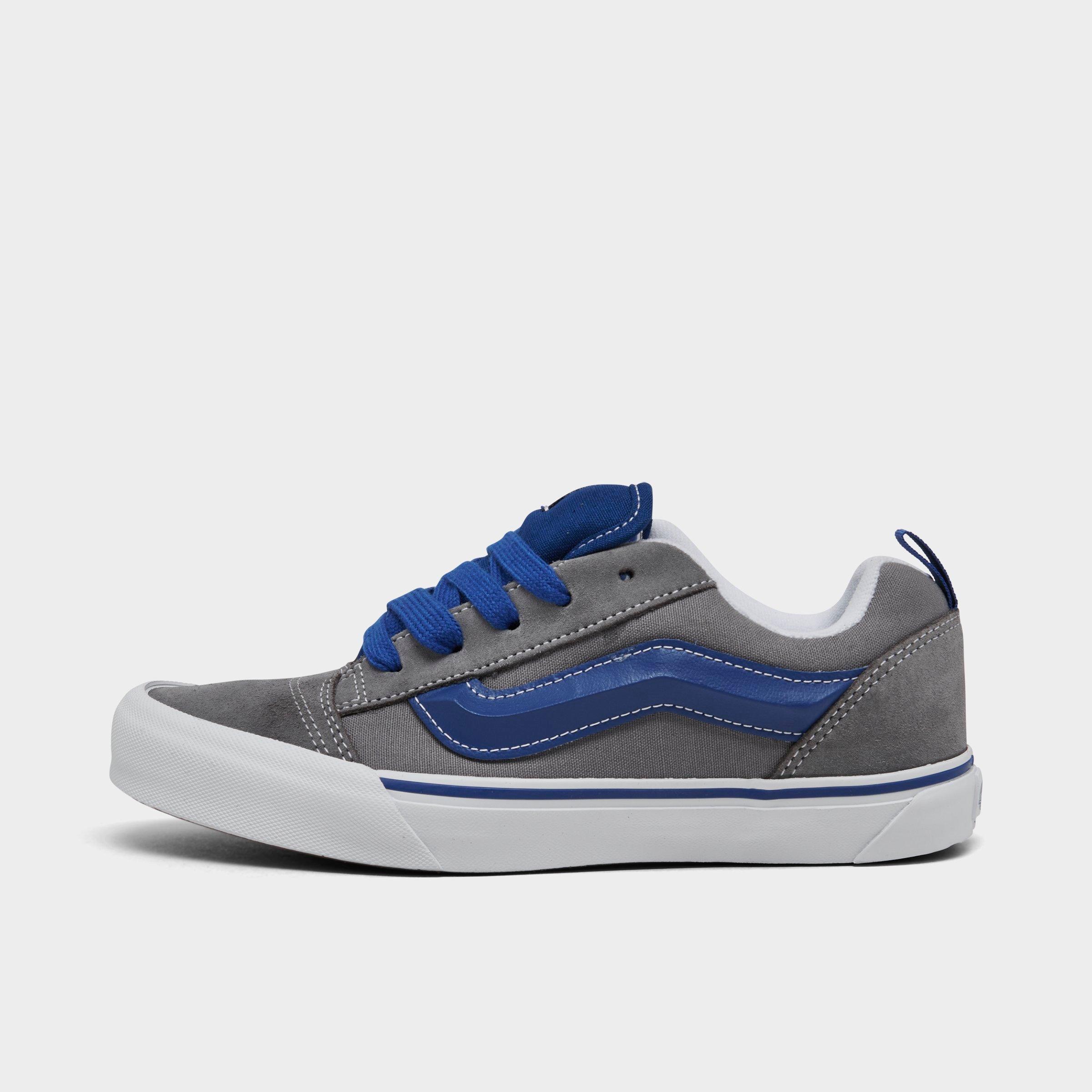 Vans Big Kids' Knu Skool Casual Shoes in Blue/Grey/Color Pop Grey Size 4.5 Suede