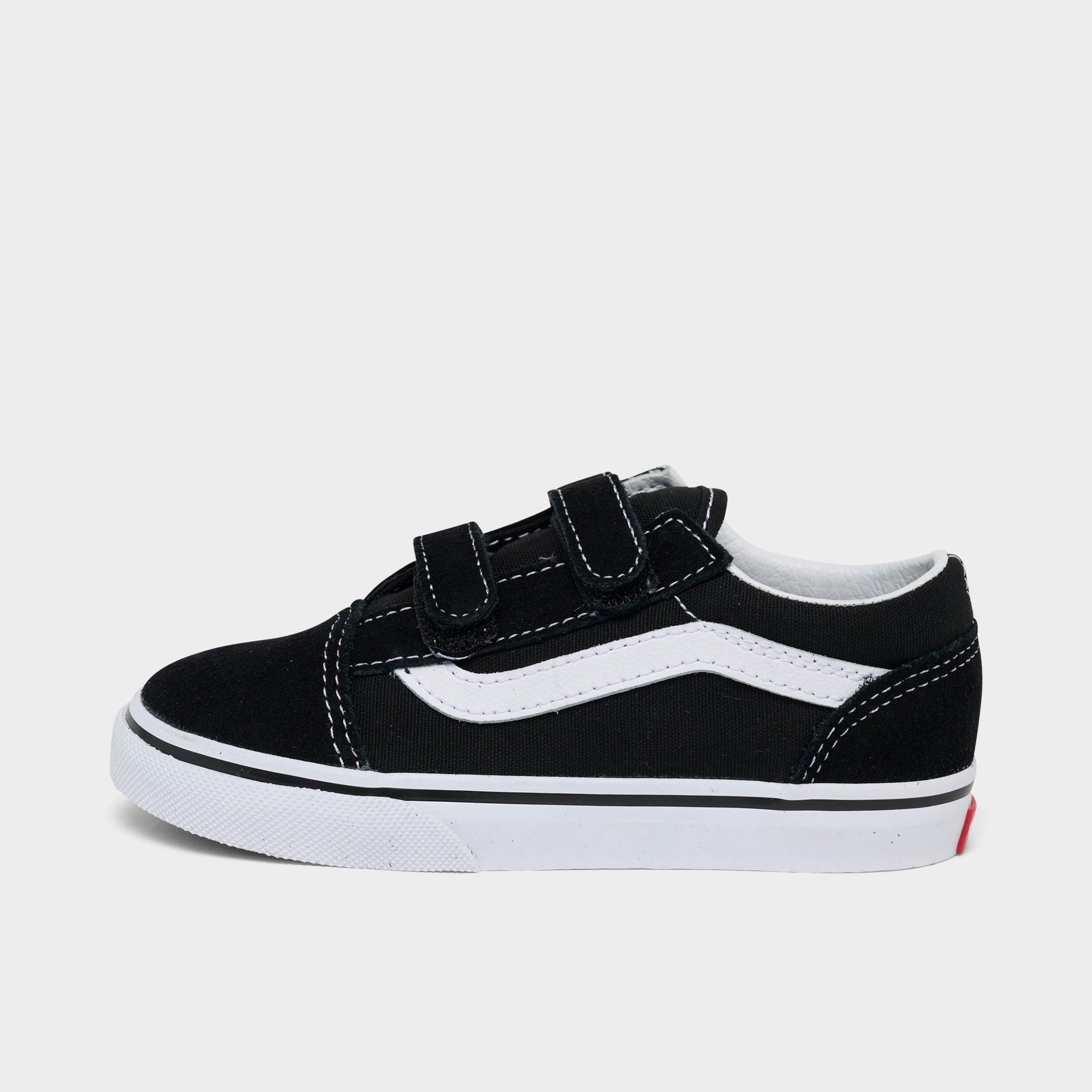 Vans Kids Toddler Old Skool Hook-and-Loop Casual Shoes in Black/White Size: 4.0