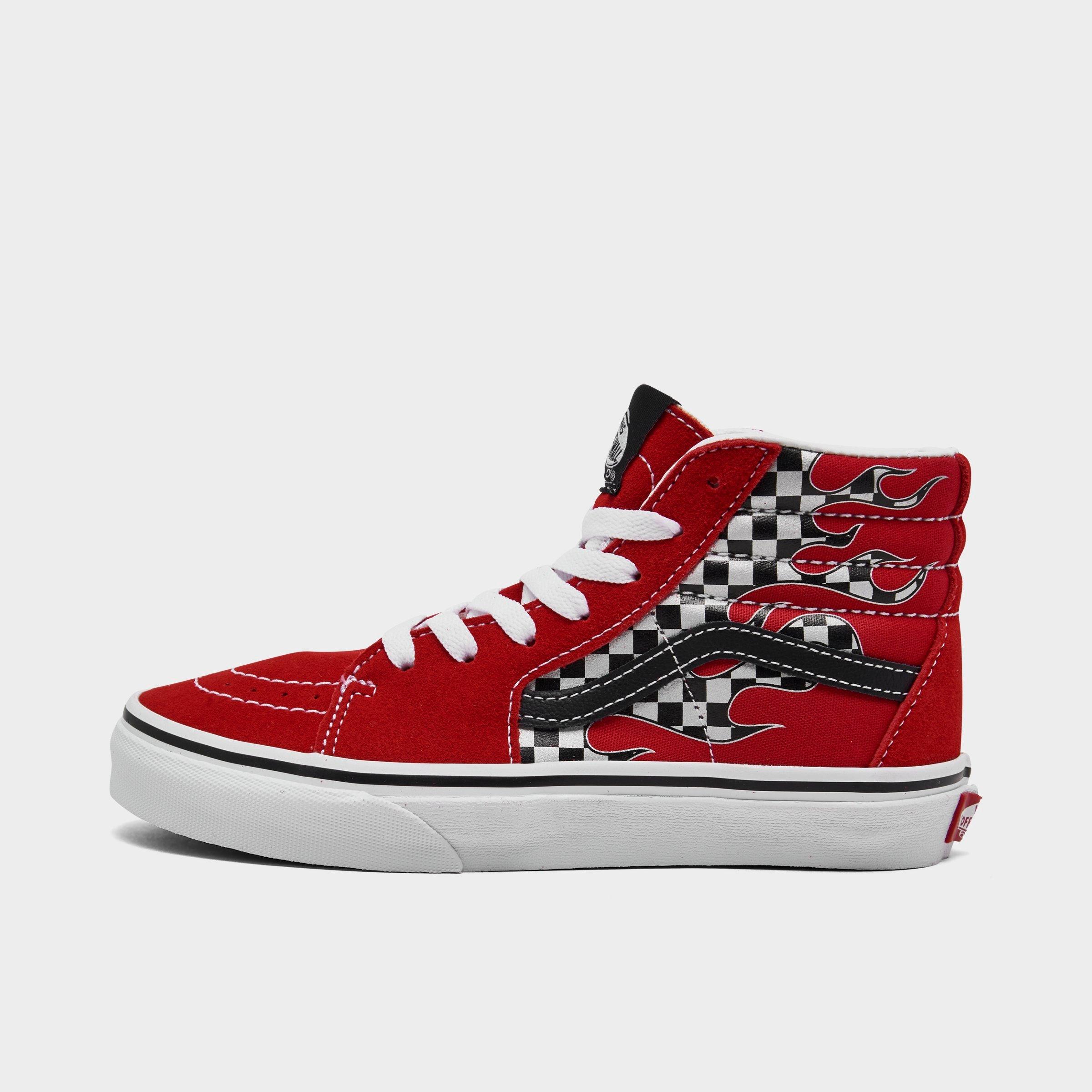 Vans Little Kids' Sk8-hi Reflect Check Casual Shoes In Racing Red/black/white