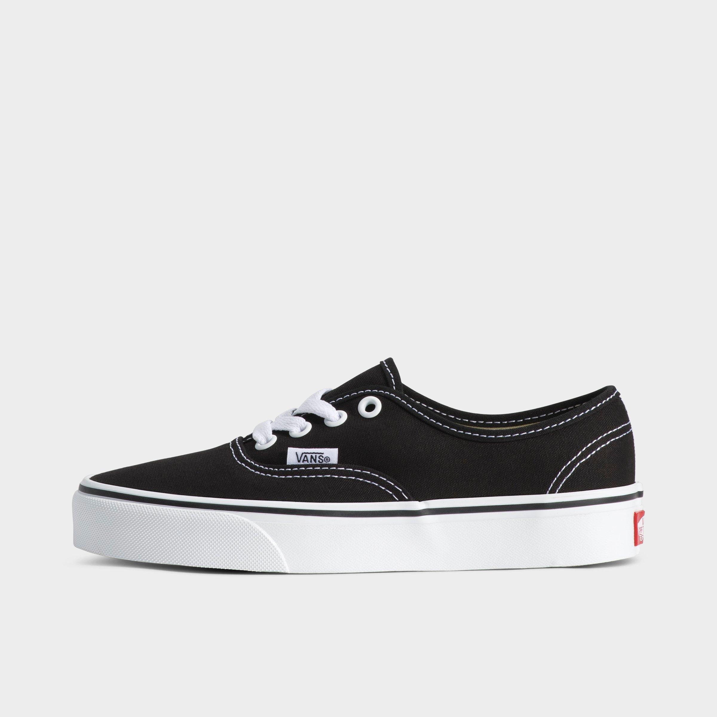 Vans Big Kids Authentic Casual Shoes in Black/True White Size: 3.5