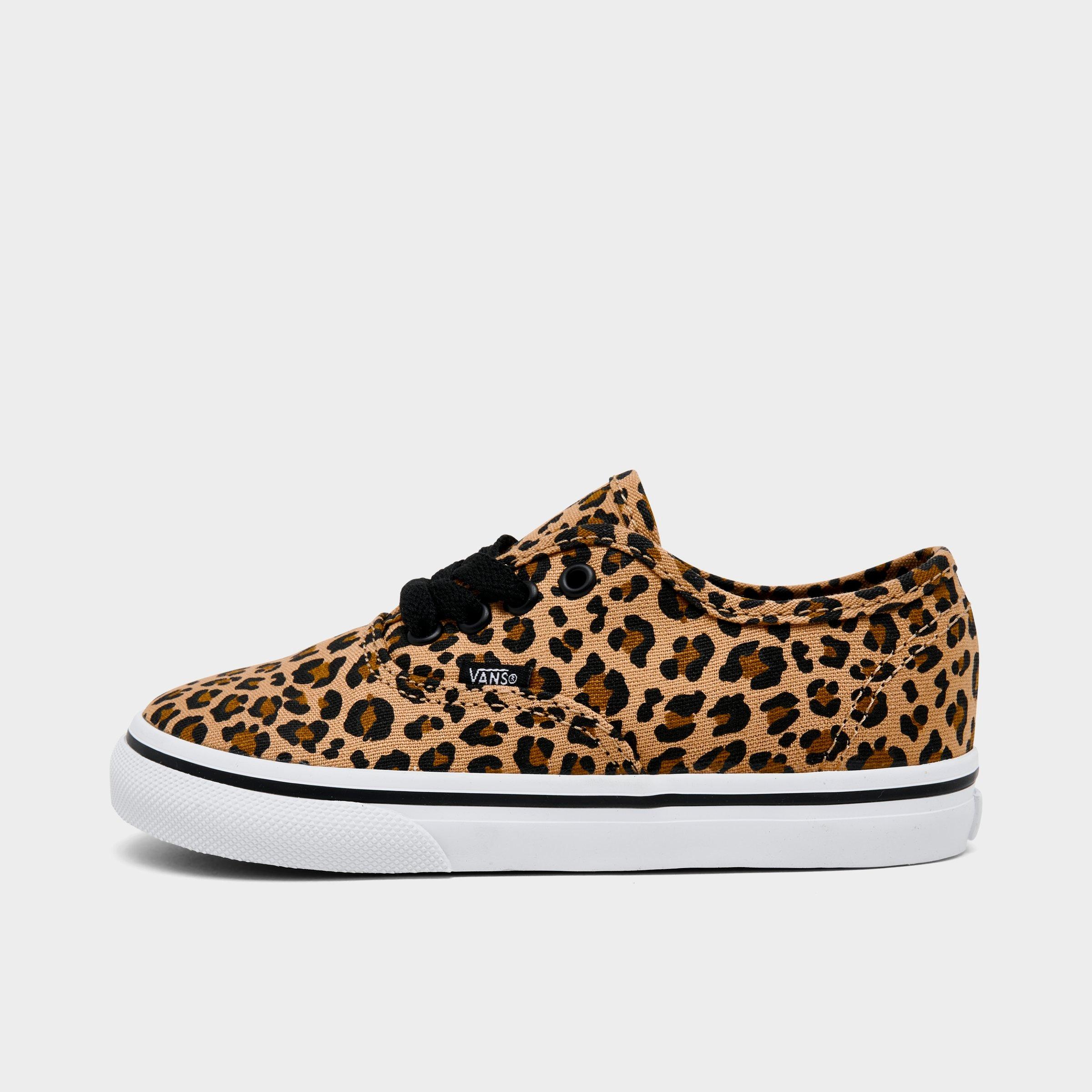 Vans Kids Toddler Authentic Casual Shoes in Leopard Tan Size: 4.0