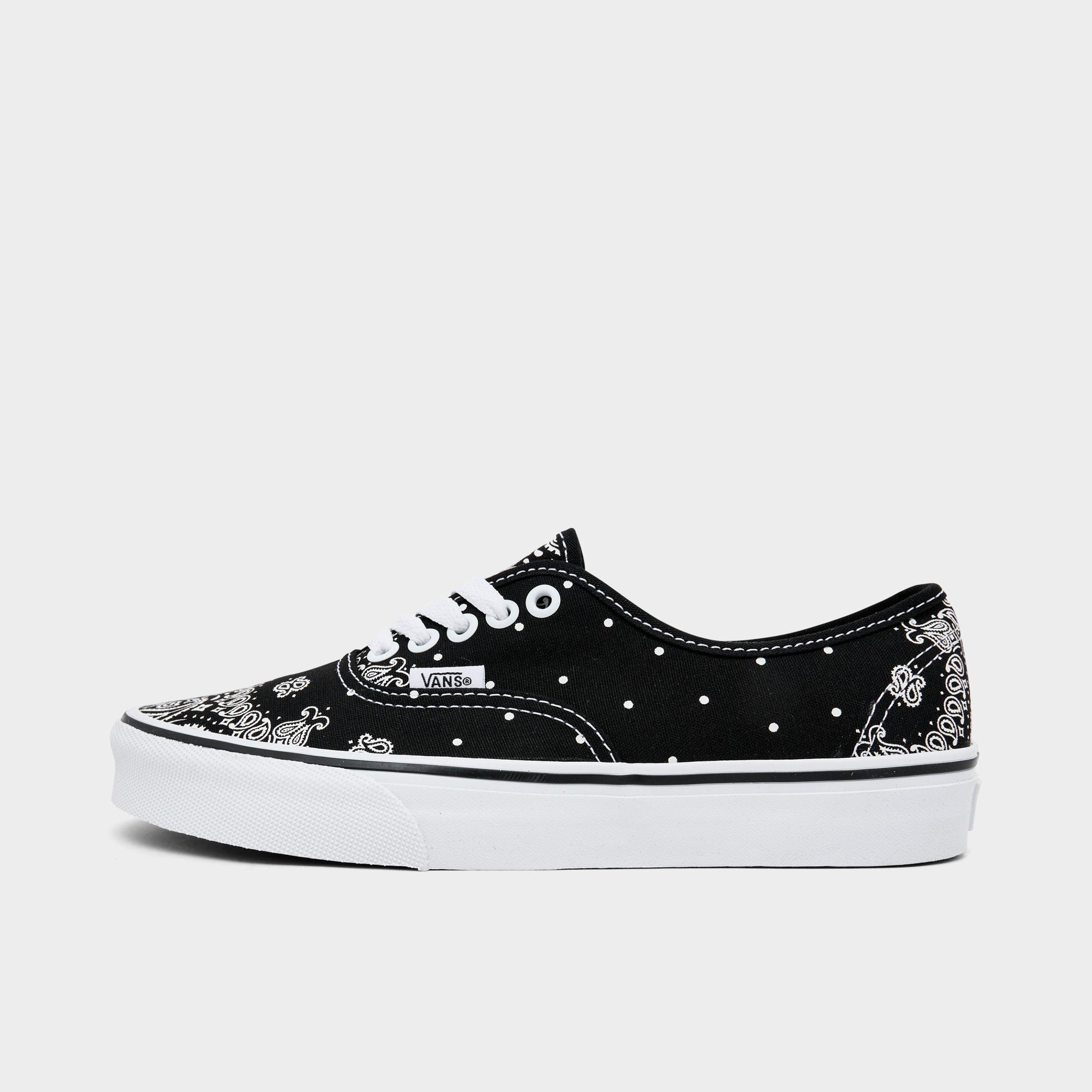 Vans Big Kids Authentic Casual Shoes in Bandana Black/Marshmallow Size: 7.0