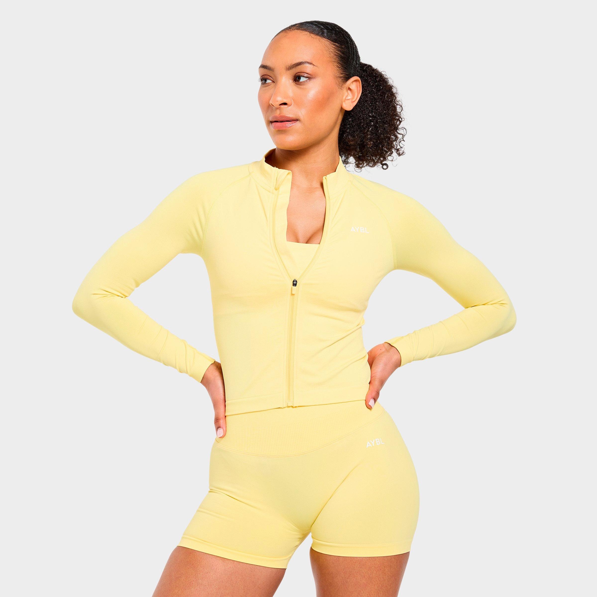 AYBL Women's Enhance Seamless Full-Zip Jacket in Bright Yellow Size: Medium