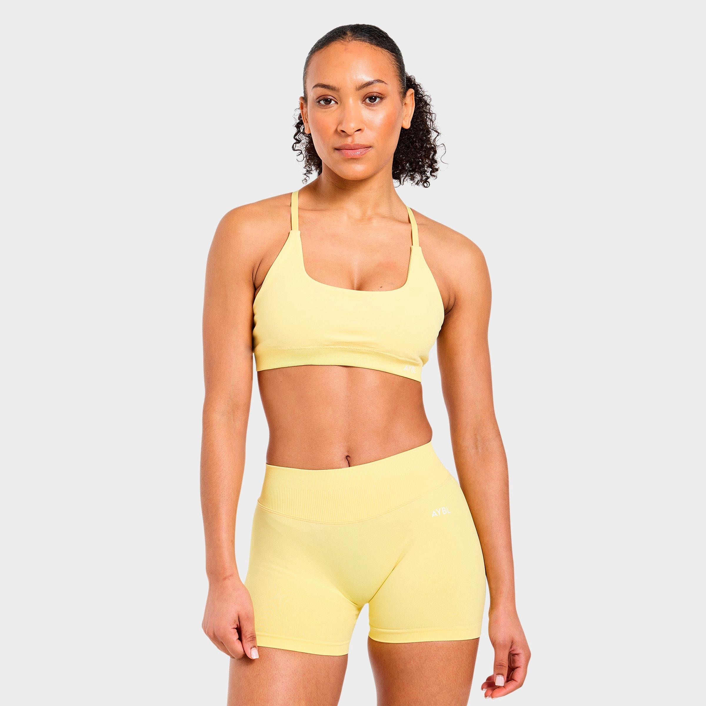 AYBL Women's Enhance Seamless Sports Bra in Bright Yellow Size: Large