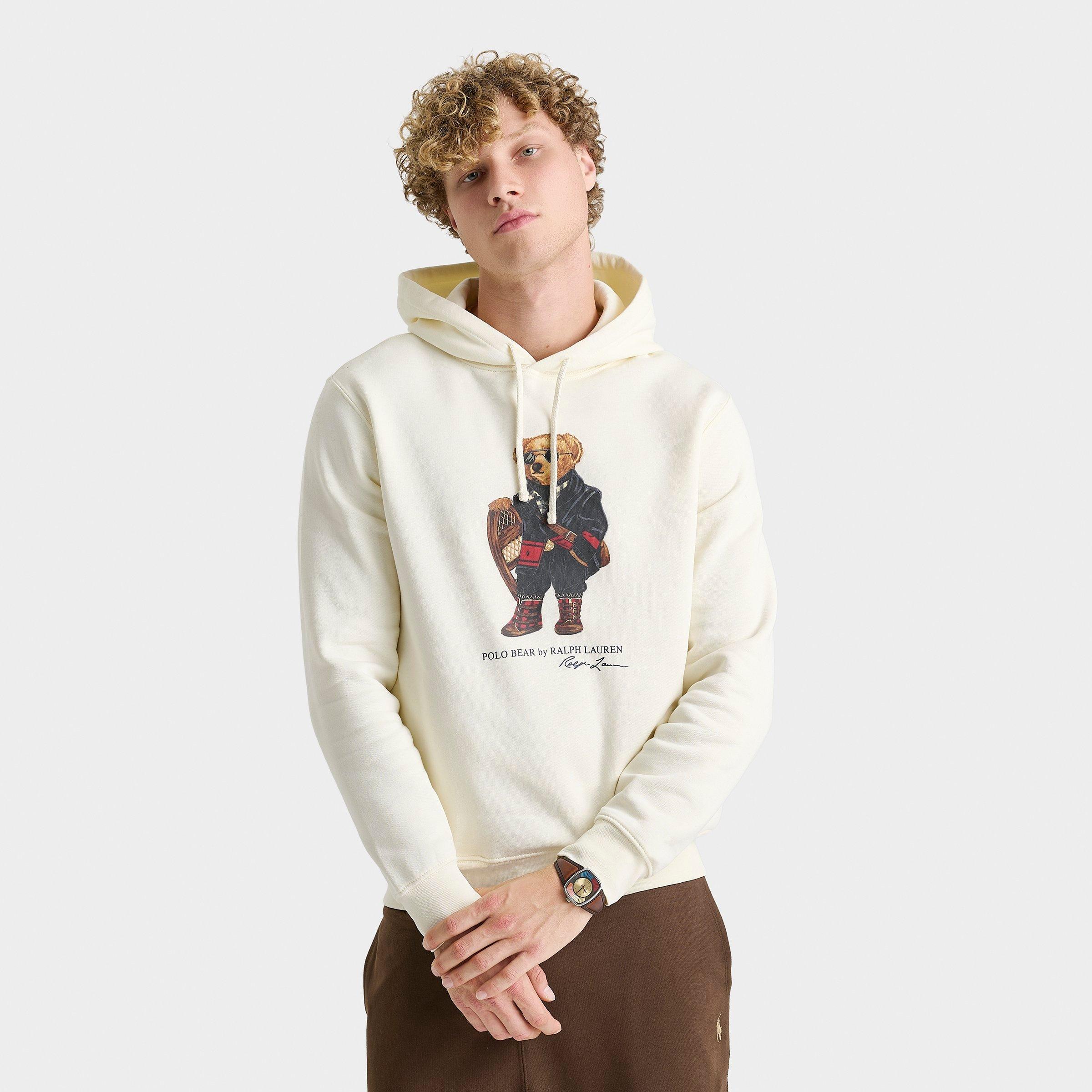 Polo Ralph Lauren Polo Bear Fleece Graphic Hoodie In Neutral