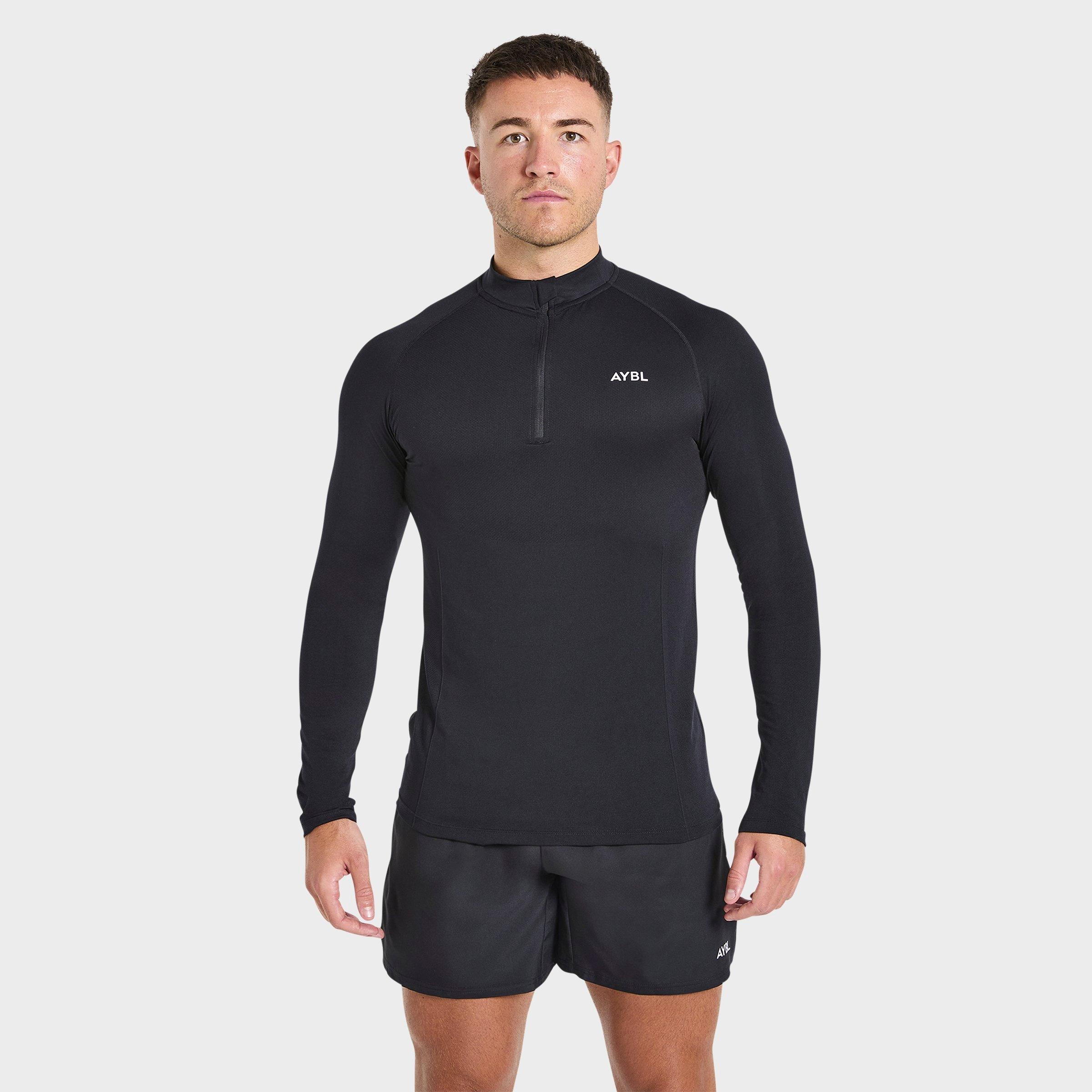 AYBL Men's Essential Seamless Quarter-Zip Pullover Top