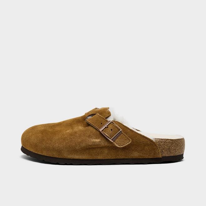 Men's Birkenstock Boston Shearling Suede Leather Clogs