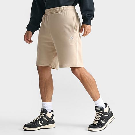 Shop Converse Men's Go-to Embroidered Star Chevron Fleece Shorts In Nutty Granola