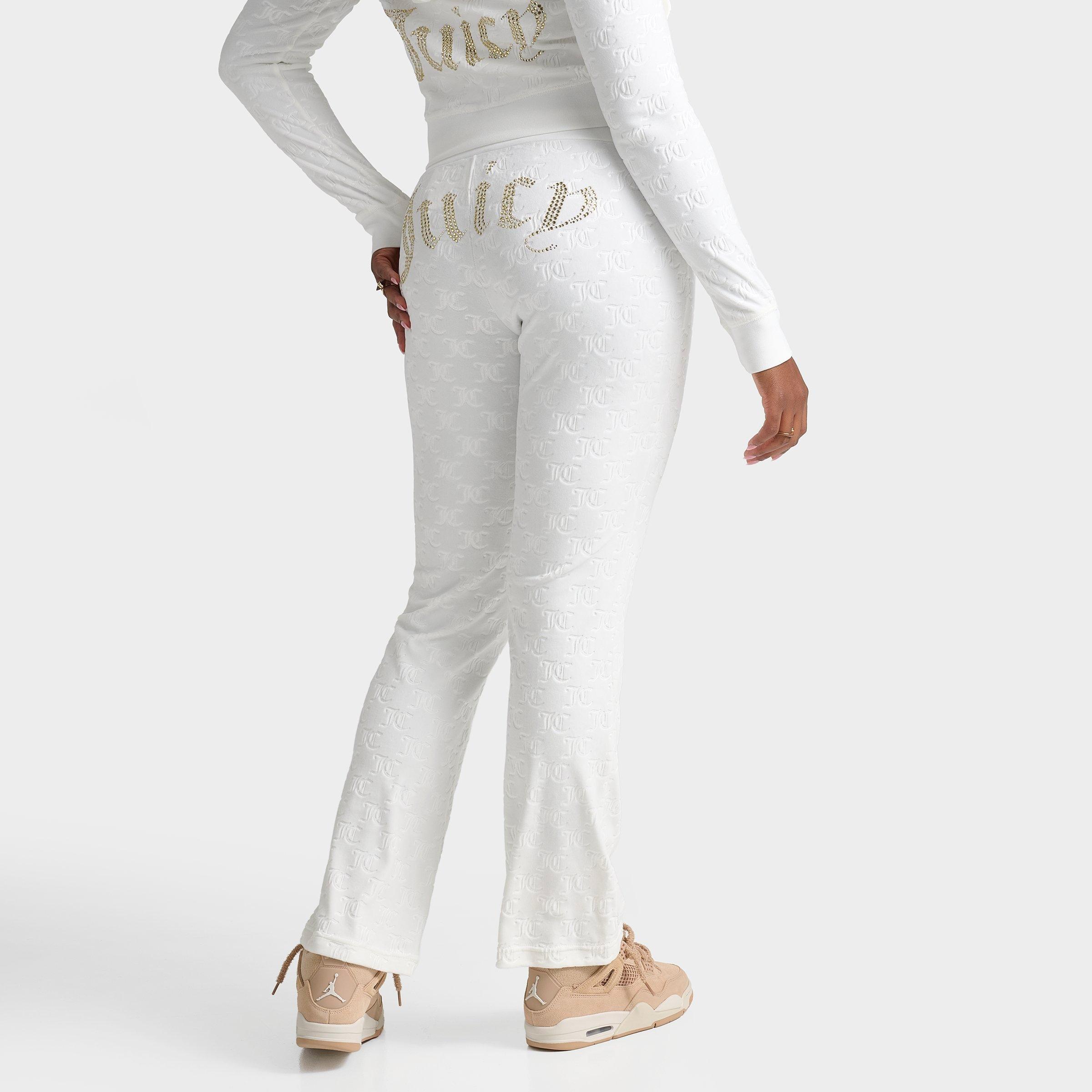 Juicy Couture Women's Big Bling Embossed Velour Track Pants In White