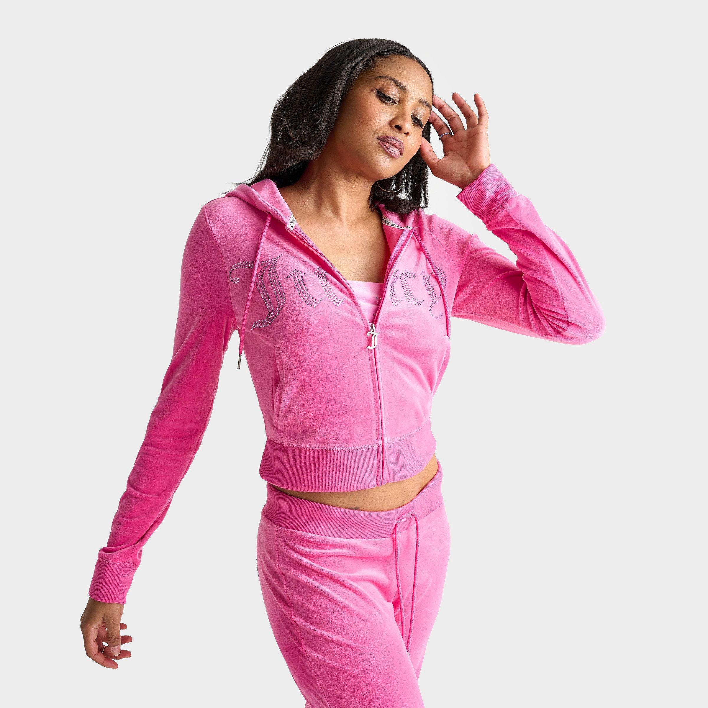 Juicy Couture Women's Bling Front Hoodie in Bubblegum Size: XS